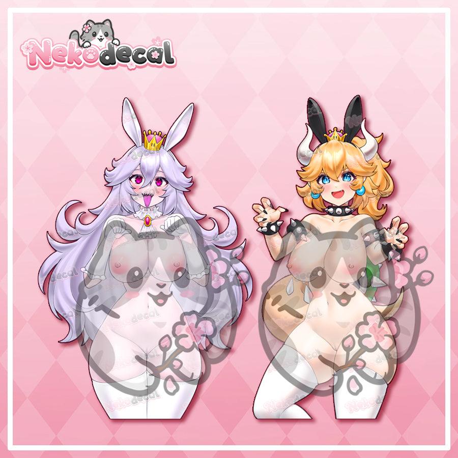 Bunny Bow Boo Stickers - This image features cute anime car sticker decal which is perfect for laptops and water bottles - Nekodecal