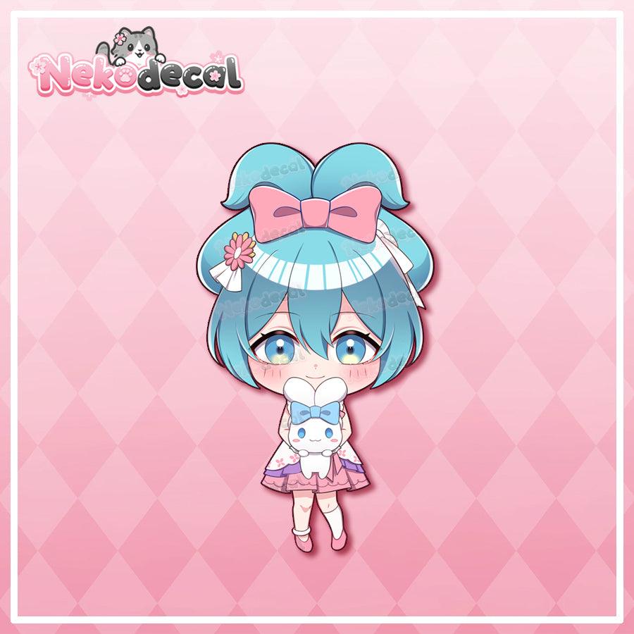 Chibi Cinna Miku Peekers - This image features cute anime car sticker decal which is perfect for laptops and water bottles - Nekodecal
