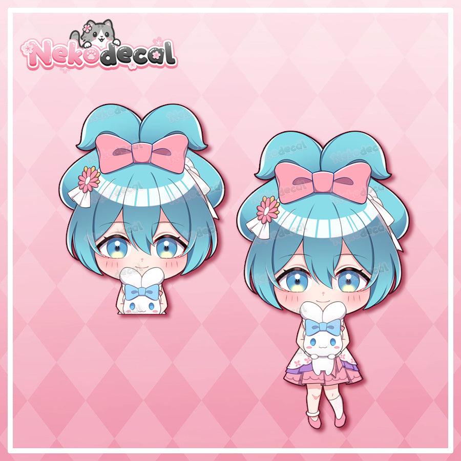 Chibi Cinna Miku Peekers - This image features cute anime car sticker decal which is perfect for laptops and water bottles - Nekodecal