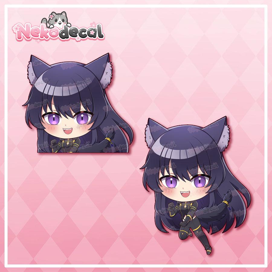 Chibi Cat Girl Peekers - This image features cute anime car sticker decal which is perfect for laptops and water bottles - Nekodecal