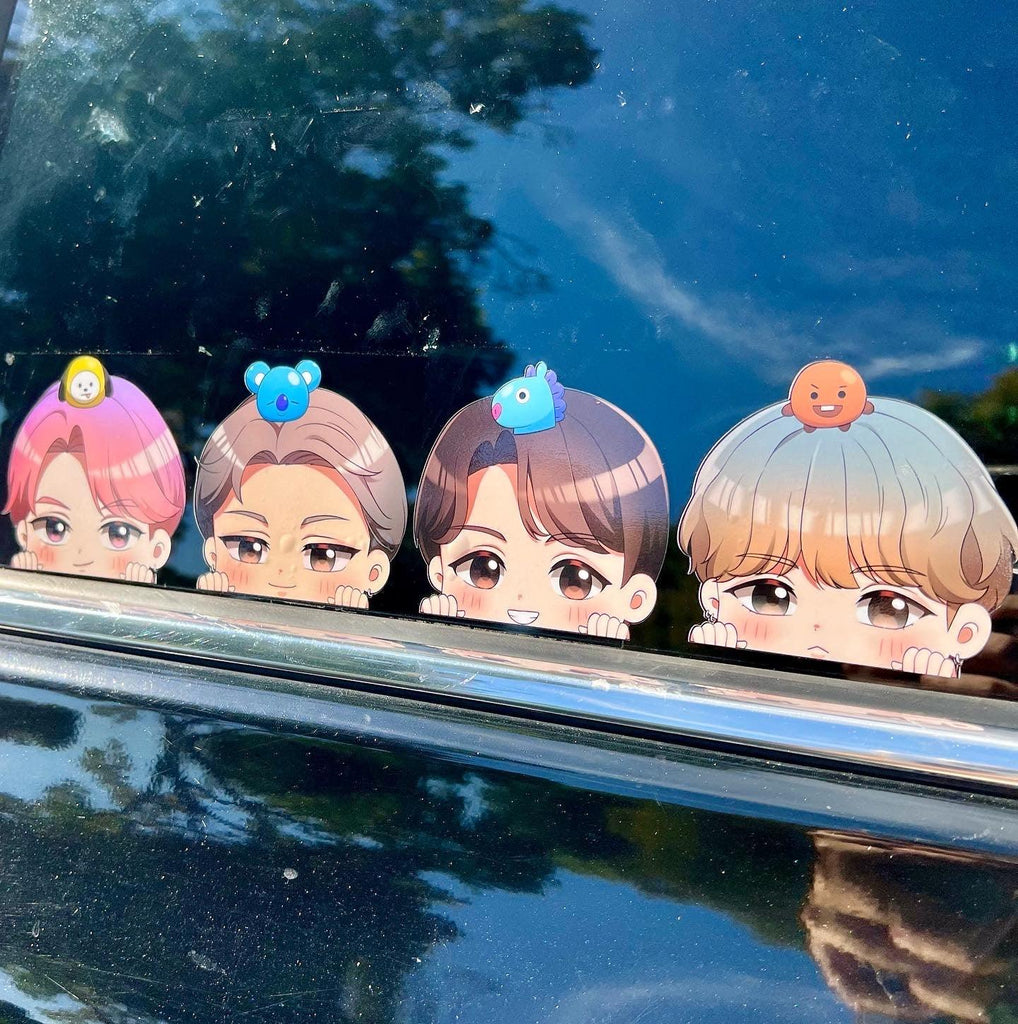 Chibi BTS Peekers - This image features cute anime car sticker decal which is perfect for laptops and water bottles - Nekodecal