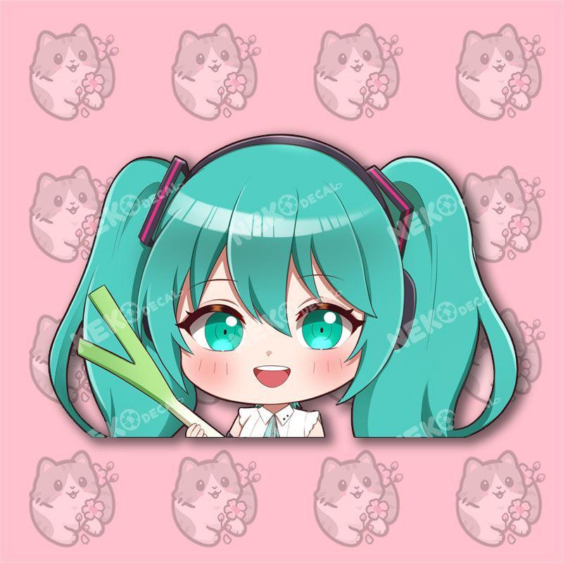 Chibi Miku Peekers - This image features cute anime car sticker decal which is perfect for laptops and water bottles - Nekodecal