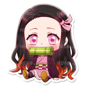 Chibi Nezuko Mini Sticker - This image features cute anime car sticker decal which is perfect for laptops and water bottles - Nekodecal