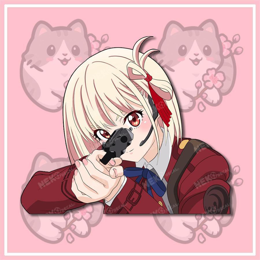 Chisato Peekers - This image features cute anime car sticker decal which is perfect for laptops and water bottles - Nekodecal