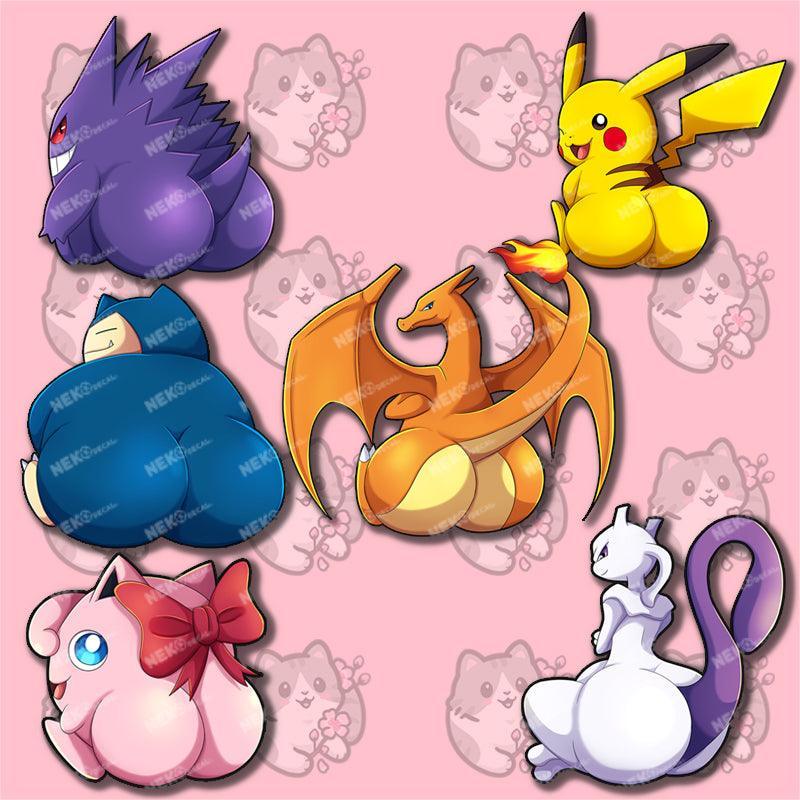 Pokebutt Cheekers - This image features cute anime car sticker decal which is perfect for laptops and water bottles - Nekodecal