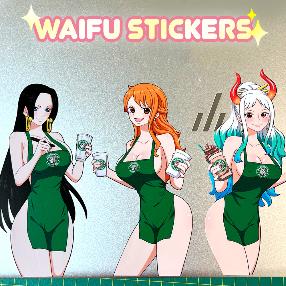 Waifu Stickers - This features kawaii anime sticker car decal which is great for car windows sticker, laptop sticker and phone sticker - Nekodecal