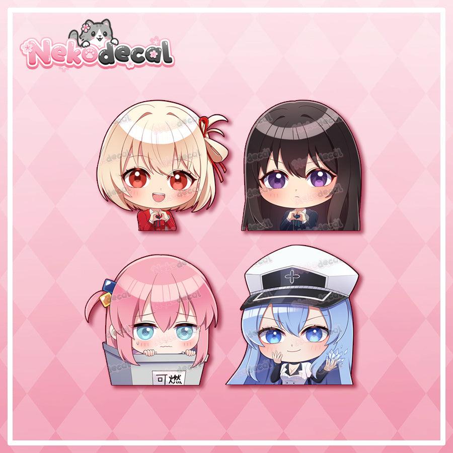 Chibi Best Girl Peekers - This image features cute anime car sticker decal which is perfect for laptops and water bottles - Nekodecal