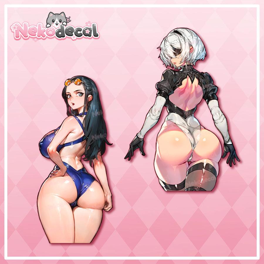 2B & Robin Stickers - This image features cute anime car sticker decal which is perfect for laptops and water bottles - Nekodecal