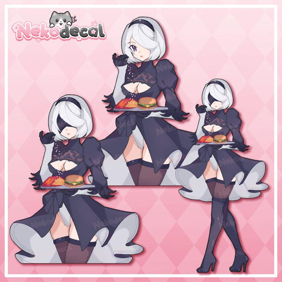 2B Salt Bae Stickers - This image features cute anime car sticker decal which is perfect for laptops and water bottles - Nekodecal