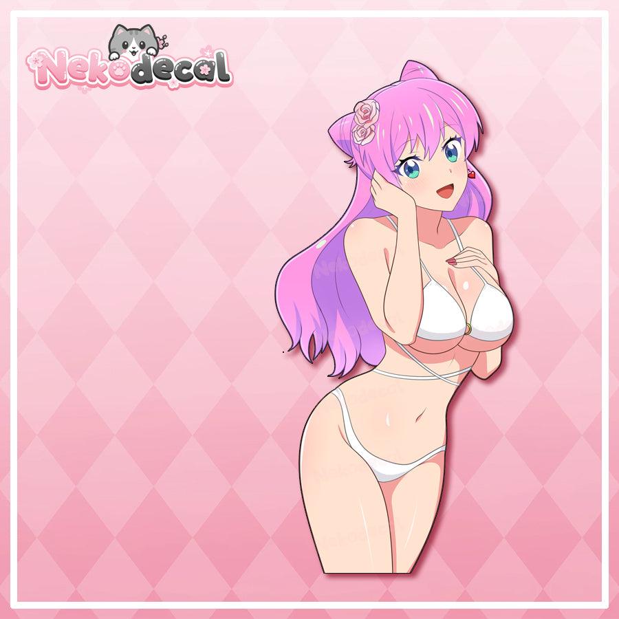 Akari Bikini Stickers - This image features cute anime car sticker decal which is perfect for laptops and water bottles - Nekodecal