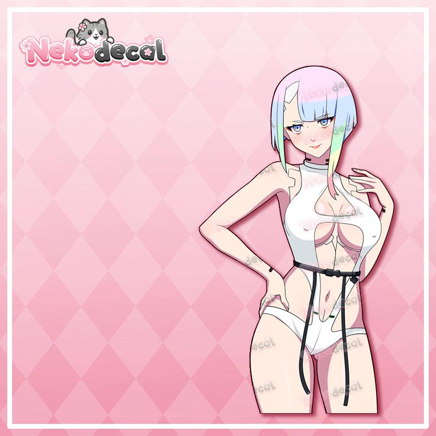 Bartender Bikini Cyber Stickers - This image features cute anime car sticker decal which is perfect for laptops and water bottles - Nekodecal