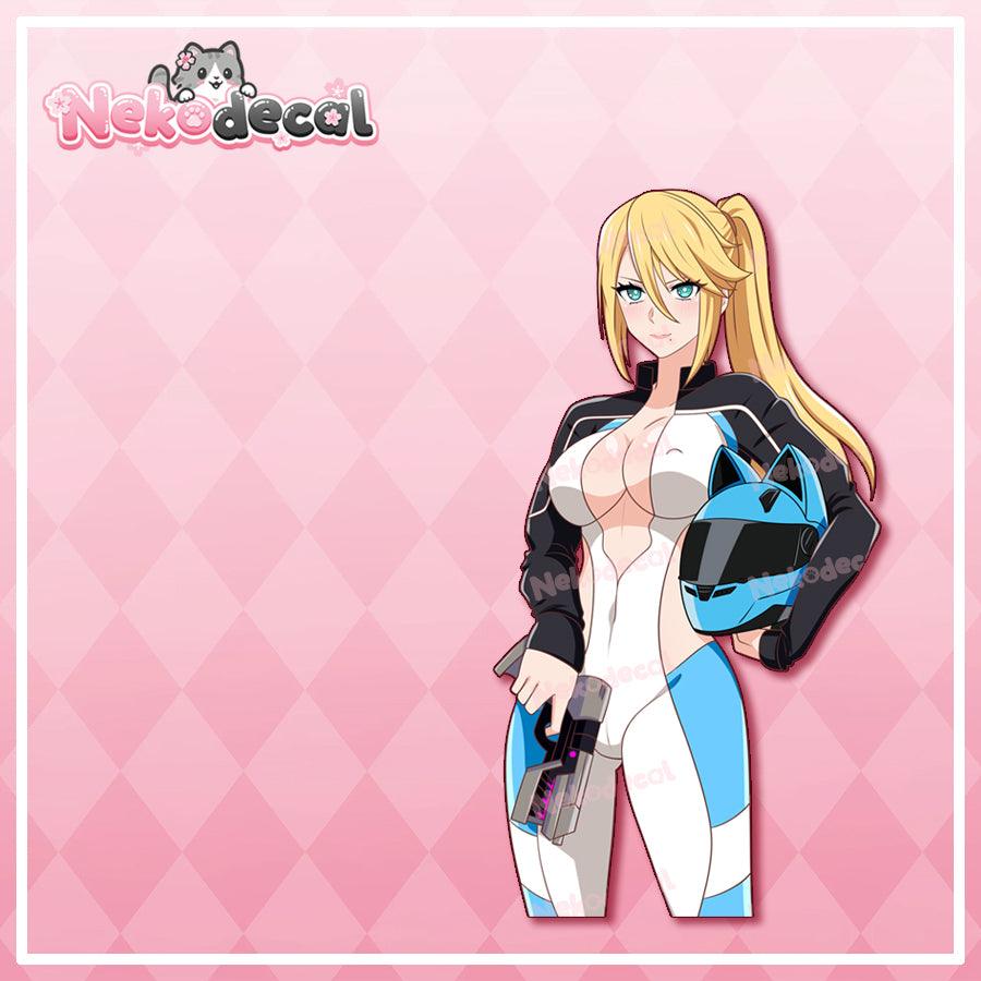 Biker Waifu Stickers - This image features cute anime car sticker decal which is perfect for laptops and water bottles - Nekodecal