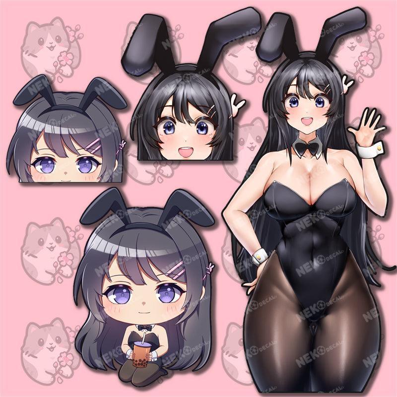 Bunny Mai Peekers - This image features cute anime car sticker decal which is perfect for laptops and water bottles - Nekodecal