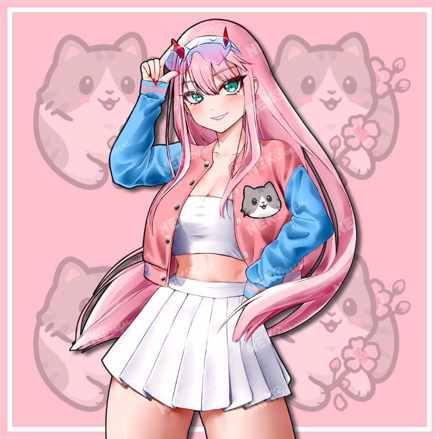 Casual Zero Two Stickers - This features cute anime sticker car window decal which is perfect for laptop sticker and phone sticker - Nekodecal