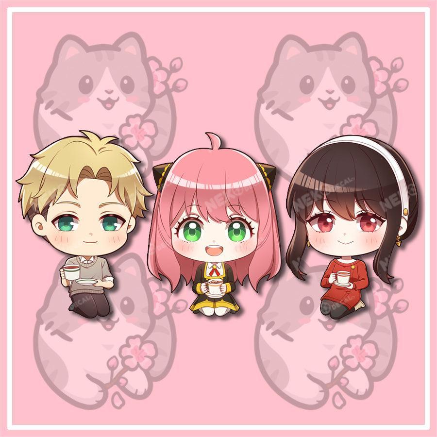 Chibi Family Stickers - This image features cute anime car sticker decal which is perfect for laptops and water bottles - Nekodecal