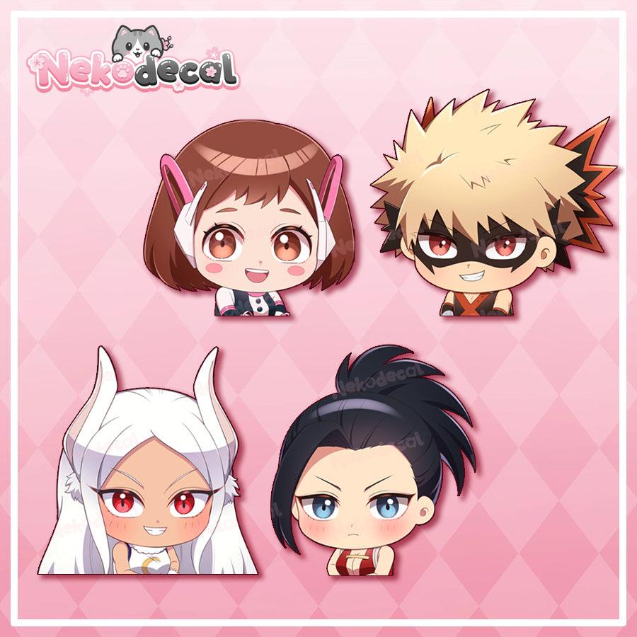 Chibi MHA Peekers - This image features cute anime car sticker decal which is perfect for laptops and water bottles - Nekodecal