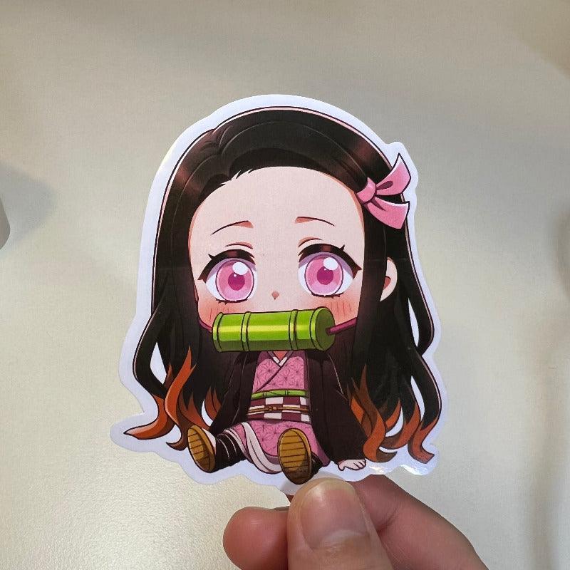 Chibi Nezuko Mini Sticker - This image features cute anime car sticker decal which is perfect for laptops and water bottles - Nekodecal