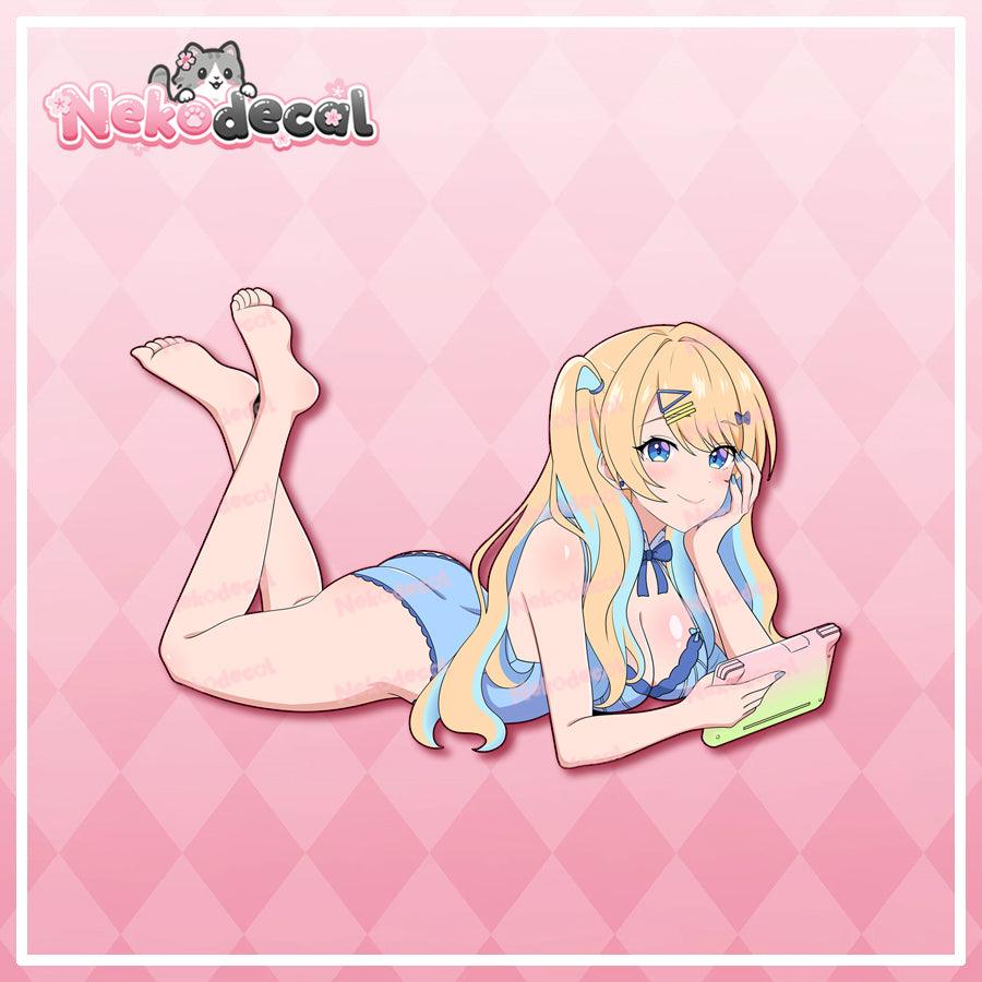 Chilling Waifu Stickers - This image features cute anime car sticker decal which is perfect for laptops and water bottles - Nekodecal