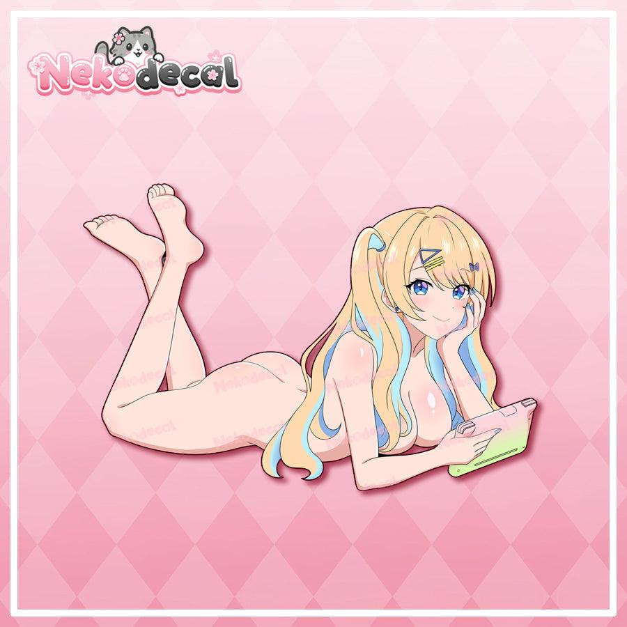 Chilling Waifu Stickers - This image features cute anime car sticker decal which is perfect for laptops and water bottles - Nekodecal