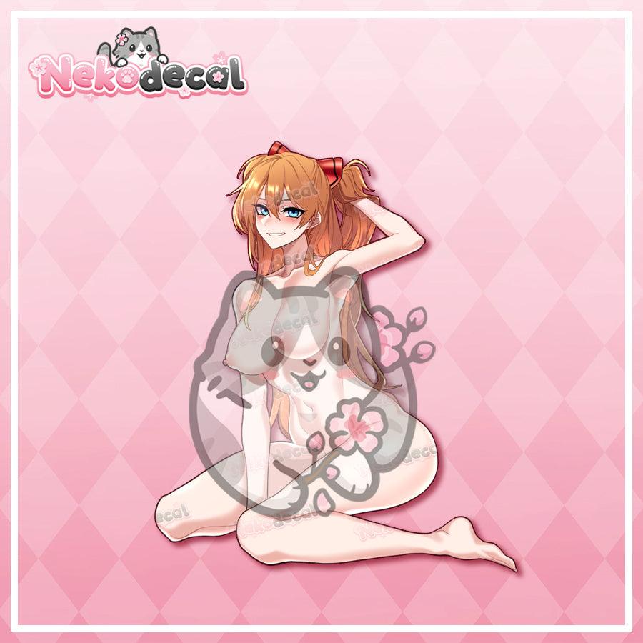 Comfy Asuka & Rei Stickers - This image features cute anime car sticker decal which is perfect for laptops and water bottles - Nekodecal