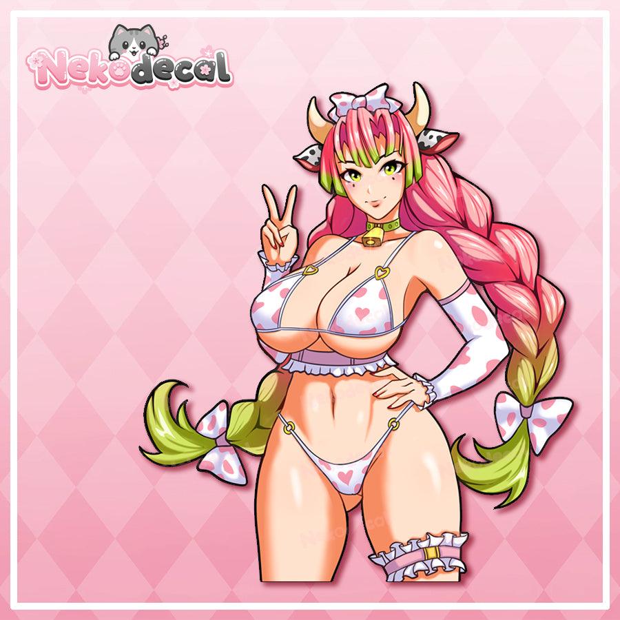 Cow Bikini Stickers - This image features cute anime car sticker decal which is perfect for laptops and water bottles - Nekodecal