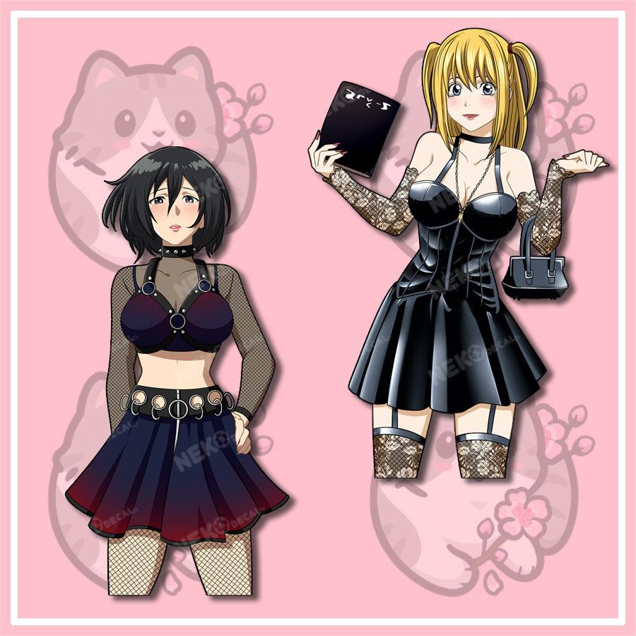 Goth Mikasa & Misa Stickers - This image features cute anime car sticker decal which is perfect for laptops and water bottles - Nekodecal