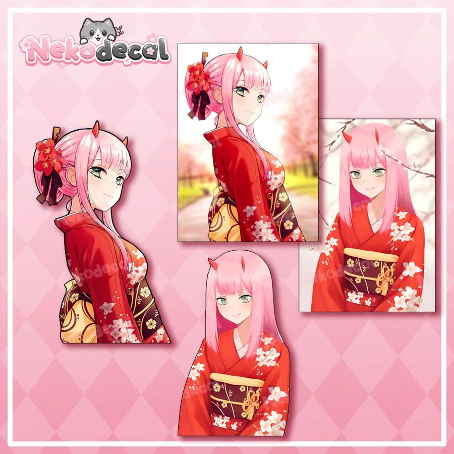 New Year Zero Two Stickers - This image features cute anime car sticker decal which is perfect for laptops and water bottles - Nekodecal