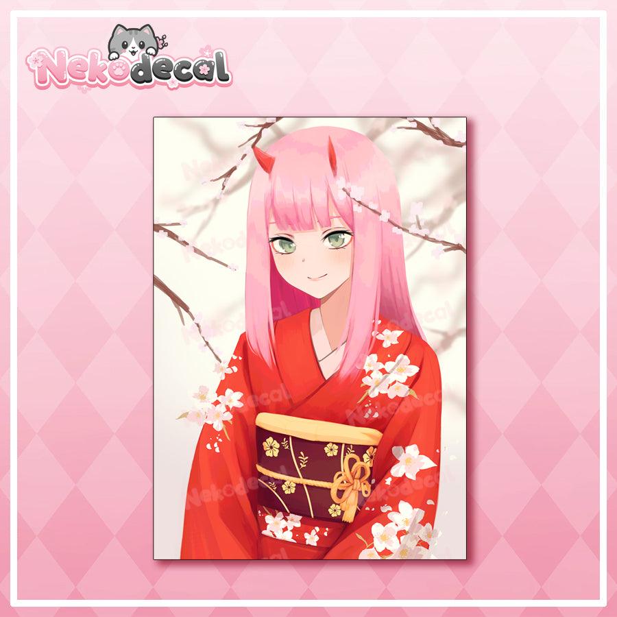 New Year Zero Two Stickers - This image features cute anime car sticker decal which is perfect for laptops and water bottles - Nekodecal