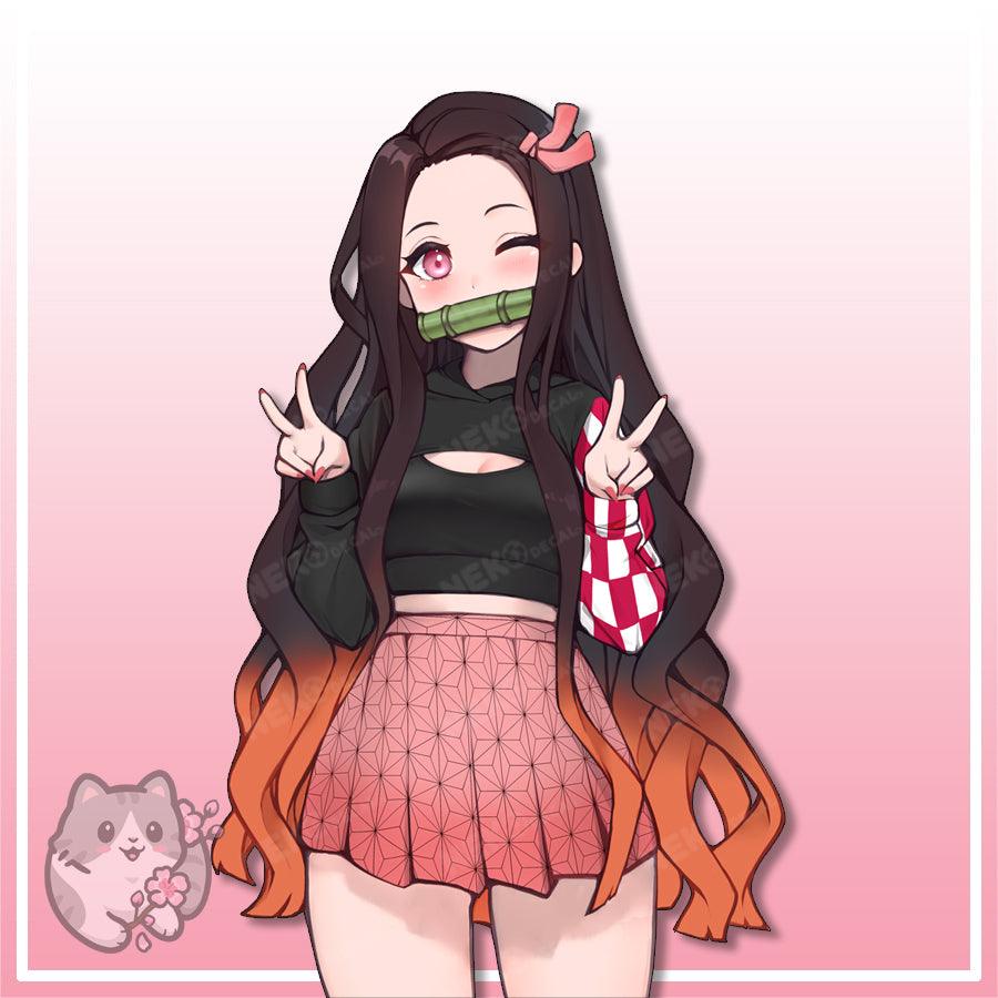 Nezuko Streetwear Stickers - This image features cute anime car sticker decal which is perfect for laptops and water bottles - Nekodecal