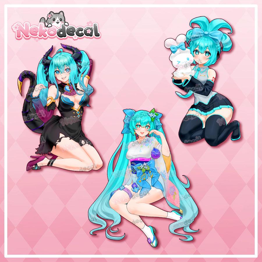 Pretty Miku Stickers - This image features cute anime car sticker decal which is perfect for laptops and water bottles - Nekodecal
