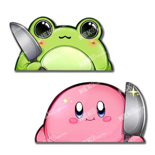 Cute Kawaii Frog Kirby Peeking Stickers for Cars, Laptops, Phones