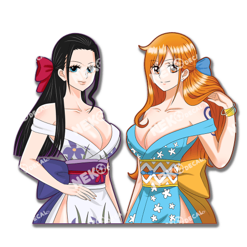 Robin & Nami Stickers - This image features cute anime car sticker decal which is perfect for laptops and water bottles - Nekodecal