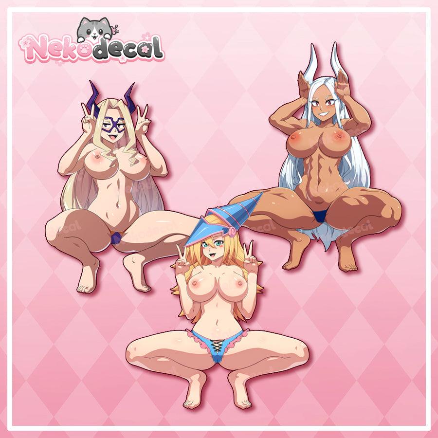 Squat Waifu Stickers - This image features cute anime car sticker decal which is perfect for laptops and water bottles - Nekodecal