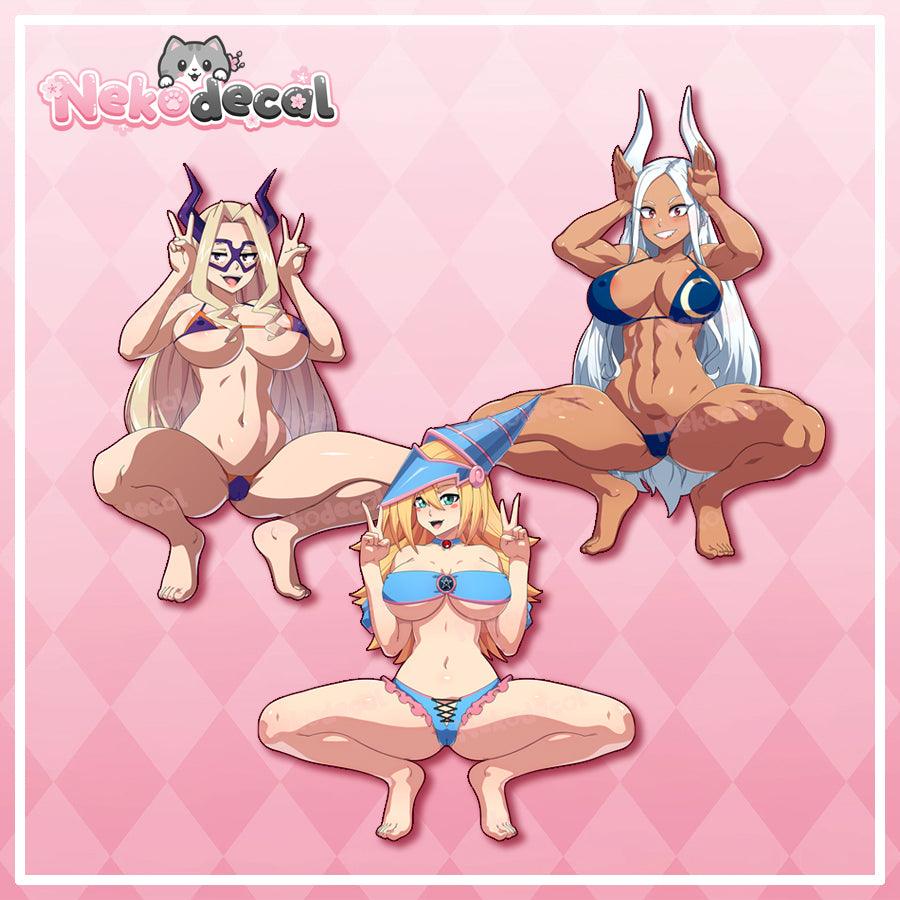 Squat Waifu Stickers - This image features cute anime car sticker decal which is perfect for laptops and water bottles - Nekodecal