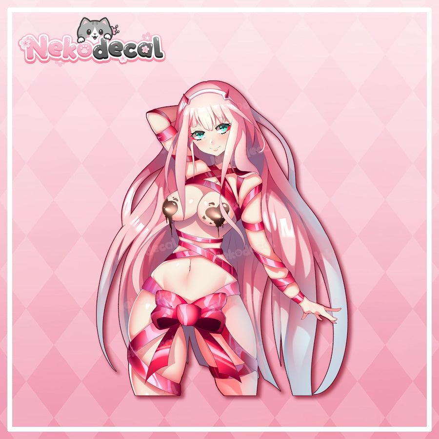 Wrapped Zero Two Stickers - This image features cute anime car sticker decal which is perfect for laptops and water bottles - Nekodecal