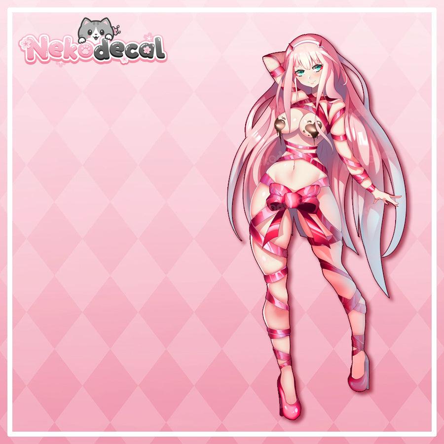 Wrapped Zero Two Stickers - This image features cute anime car sticker decal which is perfect for laptops and water bottles - Nekodecal