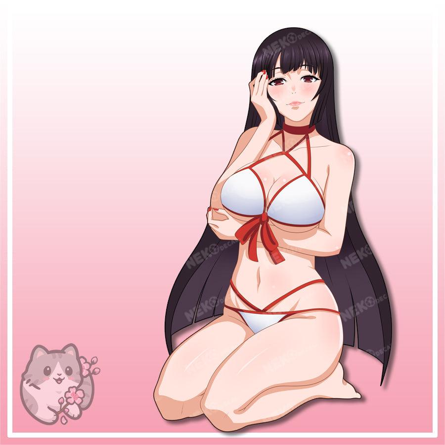 Yumeko Bikini Stickers - This image features cute anime car sticker decal which is perfect for laptops and water bottles - Nekodecal