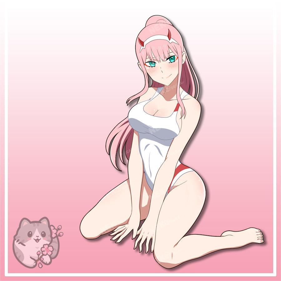 Zero Two Swim Suit Stickers - This image features cute anime car sticker decal which is perfect for laptops and water bottles - Nekodecal