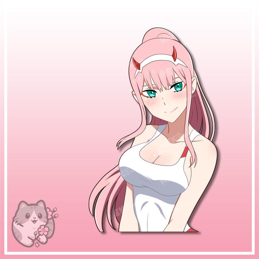 Zero Two Swim Suit Stickers - This image features cute anime car sticker decal which is perfect for laptops and water bottles - Nekodecal